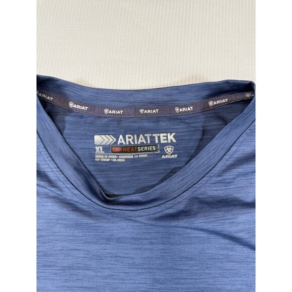 Ariat Tek Heat Series T Shirt Camo Flag Mens XL Blue Stretch Performance - Picture 5 of 6